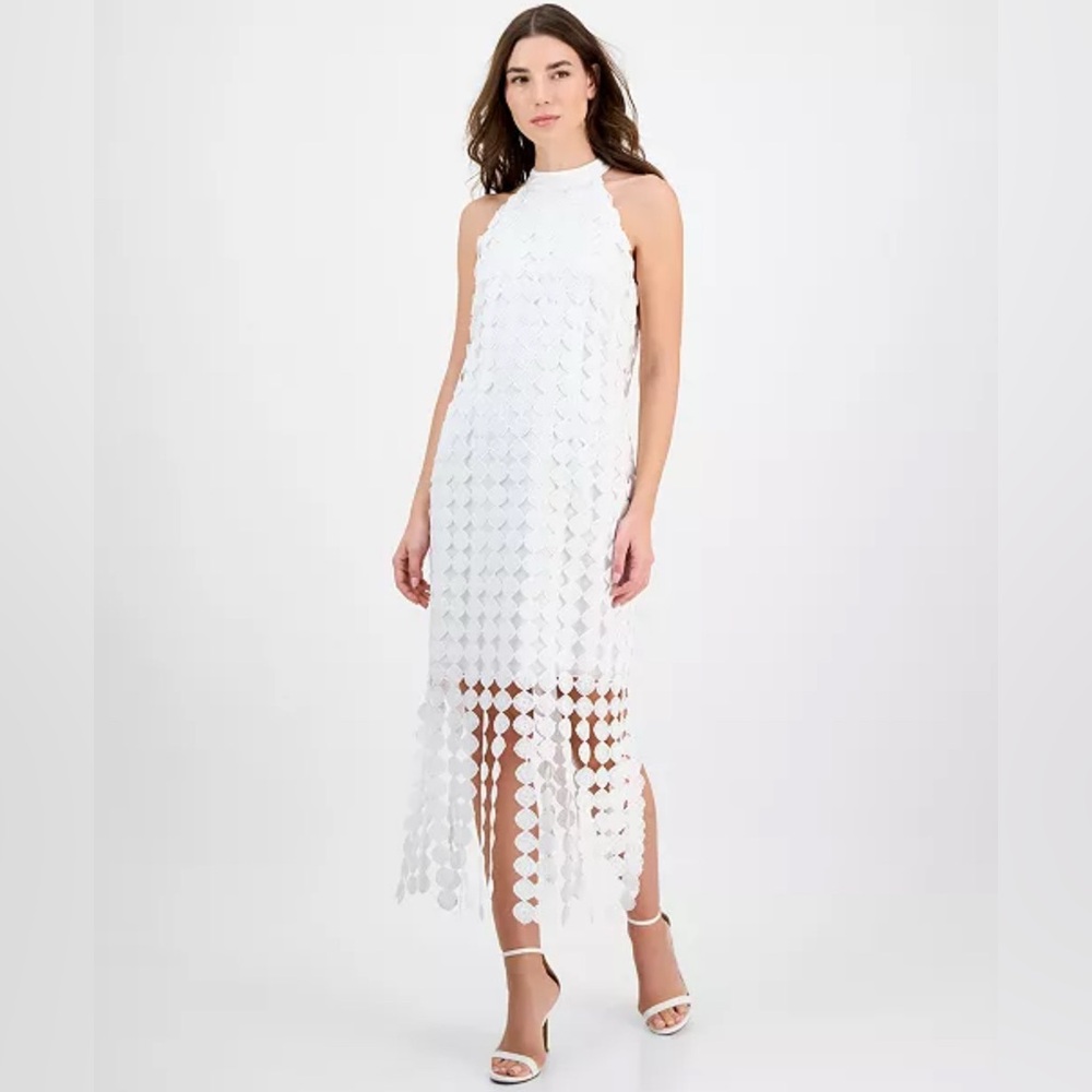 ANNE KLEIN NWT PETITE LACE FRINGE HEM SLEEVELESS DRESS SIZE 0